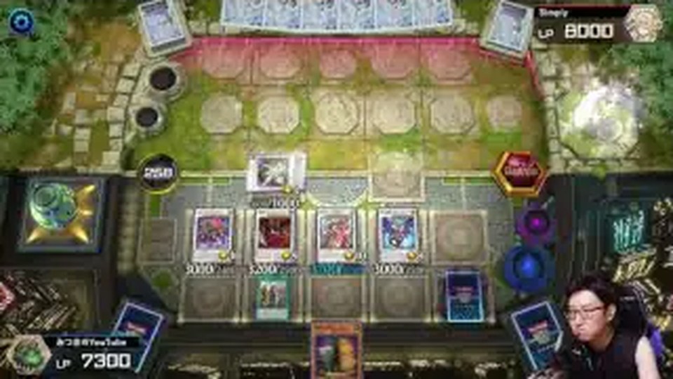 遊戯王マスターデュエルの盤面で、みつお側に4体の表側モンスターが並び、LP7300と表示されている