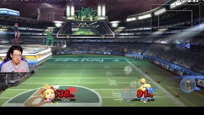 スタジアムのスマブラ対戦画面に138%と91%のダメージ表示