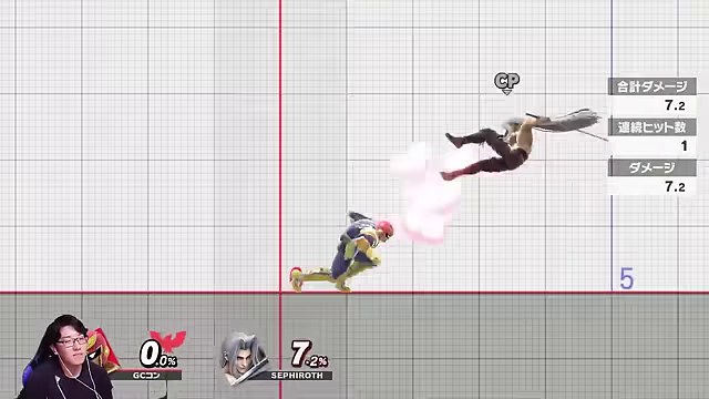 スマブラSPのトレーニング場でファルコンが浮いたセフィロスを追う場面