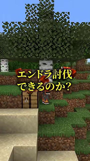 森で企画を説明する赤い服の山田さんと『エンドラ討伐できるのか?』の字幕