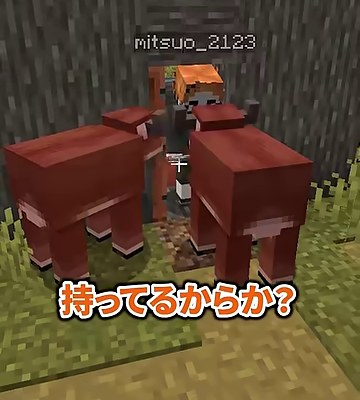 牛二頭に挟まれて立つみつおのプレイヤーと持ってるからかの字幕
