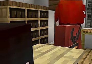 木の部屋で山田さんと黒髪の隣人が近くに立つ場面