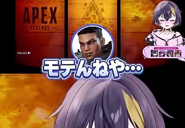 APEXの画面に野良VC相手の『モテんねや…』という字幕が出る場面