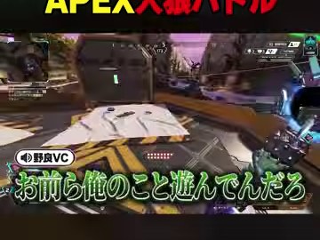 APEXの地上移動中に『お前ら俺のこと遊んでんだろ』という野良VCの字幕が映る場面