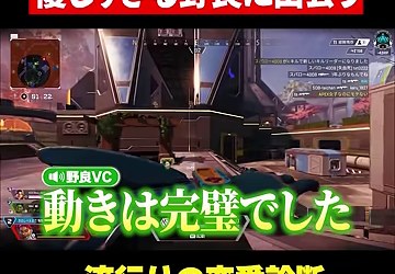 Apexの試合画面に、動きは完璧でしたという字幕が出る場面